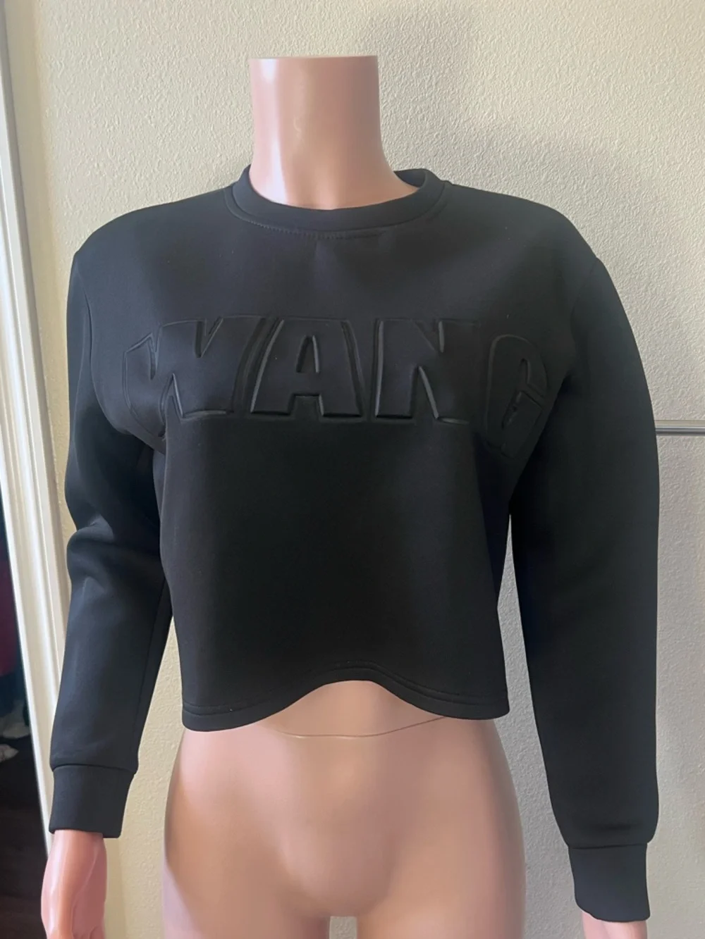 A. WANG Black Embossed Logo Cropped Sweatshirt. Size M. - Picture 4 of 7